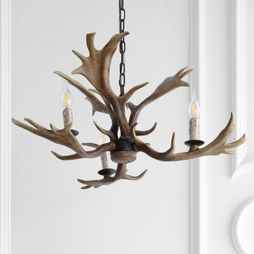 Eldora 27" Adjustable Resin Antler LED Chandelier - JONATHAN Y